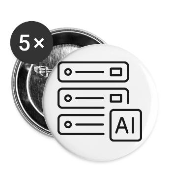 KI-Server-Infrastruktur-Liniensymbol - Buttons groß 56 mm (5er Pack) - Weiß - Vorne