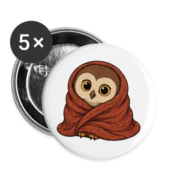 eule-decke - Buttons groß 56 mm (5er Pack) - Weiß - Vorne