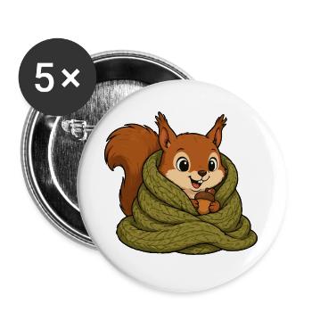 Eichhörnchen - Buttons groß 56 mm (5er Pack) - Weiß - Vorne