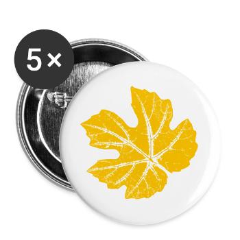 Weinblatt / Blatt Weinrebe - Botanisch - Buttons groß 56 mm (5er Pack) - Weiß - Vorne
