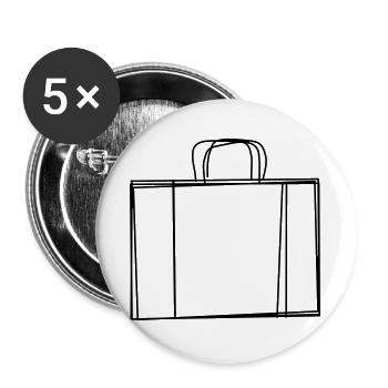 Koffer handgezeichnet - Buttons groß 56 mm (5er Pack) - Weiß - Vorne