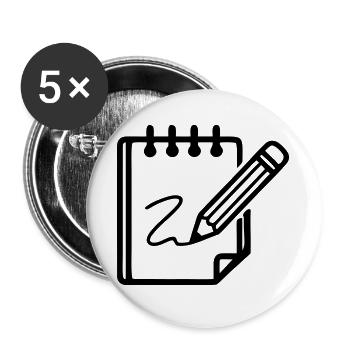Notizblock Bleistift Icon - Buttons groß 56 mm (5er Pack) - Weiß - Vorne