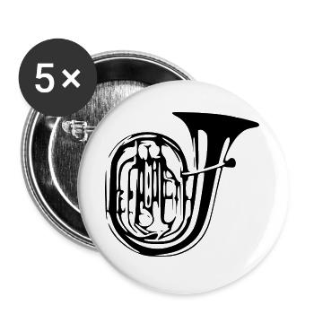 Tuba Blasmusik Volksmusik Geschenk Musiker - Buttons groß 56 mm (5er Pack) - Weiß - Vorne