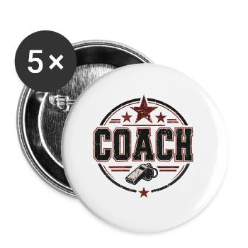 Coach - Trainer - Training - trainieren - Sport - Buttons groß 56 mm (5er Pack) - Weiß - Vorne