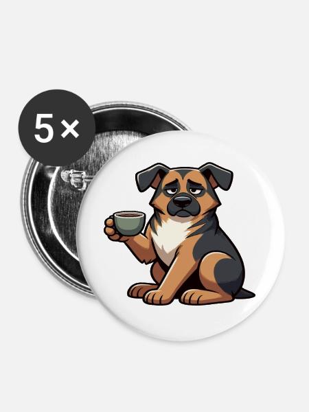 Deutscher Schäferhund Schäferhunde Schäferhunde - Buttons groß 56 mm (5er Pack) - Weiß