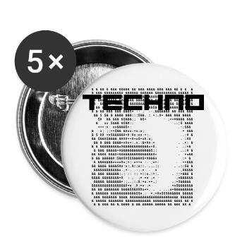 Techno-cyber-futuristische Ascii-Kunst - Buttons groß 56 mm (5er Pack) - Weiß - Vorne