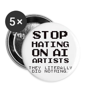 Stoppt KI-Künstler! Anti-KI-Kunst - Buttons groß 56 mm (5er Pack) - Weiß - Vorne