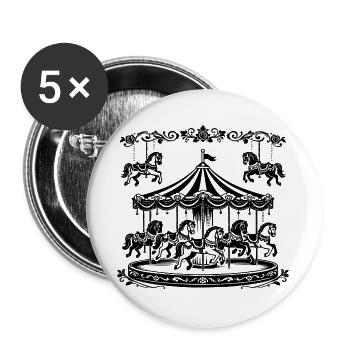 Freizeitpark Jahrmarkt Rummelplatz Karussell - Buttons groß 56 mm (5er Pack) - Weiß - Vorne