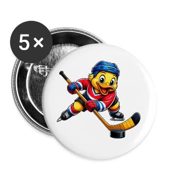 Ente Eishockey Hockeyspieler Süßer Cartoon - Buttons groß 56 mm (5er Pack) - Weiß - Vorne