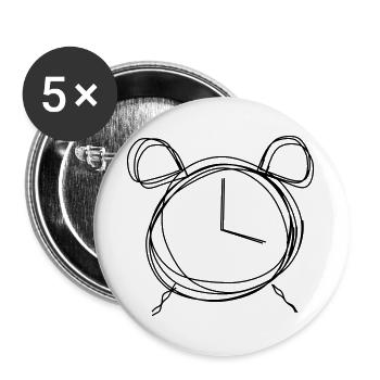Wecker handgezeichnet - Buttons groß 56 mm (5er Pack) - Weiß - Vorne