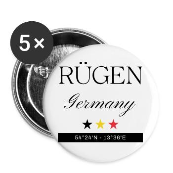 Rügen Deutschland Souvenir – Reise minimalistisch - Buttons groß 56 mm (5er Pack) - Weiß - Vorne