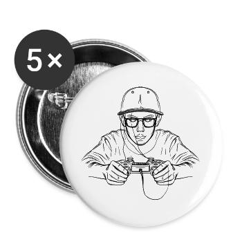 Videospiele Liebhaber - Buttons groß 56 mm (5er Pack) - Weiß - Vorne