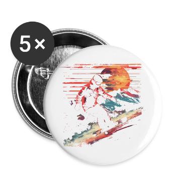 Snowboarder Vaporwave - Buttons groß 56 mm (5er Pack) - Weiß - Vorne