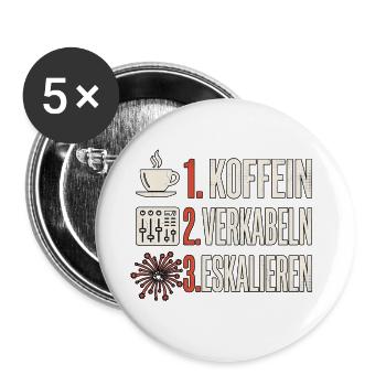 Pyro Kaffee Feuerwerk - Buttons groß 56 mm (5er Pack) - Weiß - Vorne