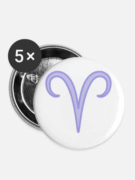 Widder-Tierkreiszeichen-Symbol Pastel Lila - Buttons groß 56 mm (5er Pack) - Weiß