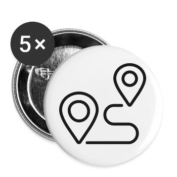 GPS-Routen-Navigationslinien-Symbol - Buttons groß 56 mm (5er Pack) - Weiß - Vorne