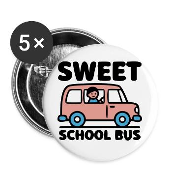 Sweet School Bus Logo - Buttons groß 56 mm (5er Pack) - Weiß - Vorne