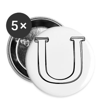 Buchstabe U handgezeichnet - Buttons groß 56 mm (5er Pack) - Weiß - Vorne