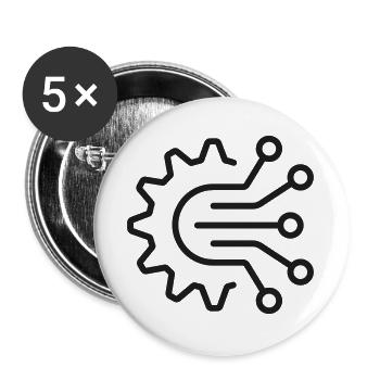KI-Automatisierungsschaltkreis-Zahnrad-Symbol - Buttons groß 56 mm (5er Pack) - Weiß - Vorne