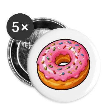 Pink Zuckerguss Donut mit Streuseln - Buttons groß 56 mm (5er Pack) - Weiß - Vorne