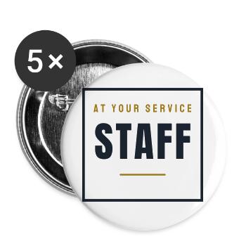 Staff Stempel Retro - Personal Service Look - Buttons groß 56 mm (5er Pack) - Weiß - Vorne