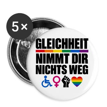 Gleichheit nimmt dir nichts weg – Vielfalt - Buttons groß 56 mm (5er Pack) - Weiß - Vorne