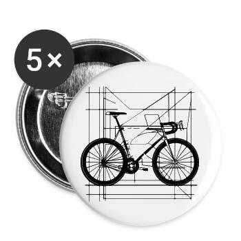 Fahrrad Line Art - Buttons groß 56 mm (5er Pack) - Weiß - Vorne