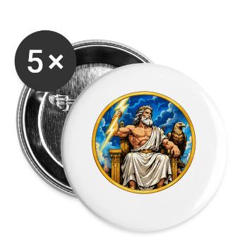 Zeus Donnerthron - Buttons groß 56 mm (5er Pack) - Weiß - Vorne
