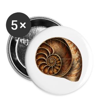 Fibonacci Spirale - Buttons groß 56 mm (5er Pack) - Weiß - Vorne