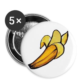 Sonnenbeschienene Bananen-Aquarellschale - Buttons groß 56 mm (5er Pack) - Weiß - Vorne