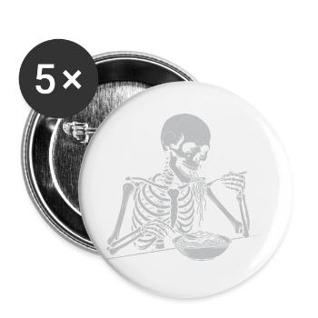 Skelett-Frühstücksschale - Buttons groß 56 mm (5er Pack) - Weiß - Vorne