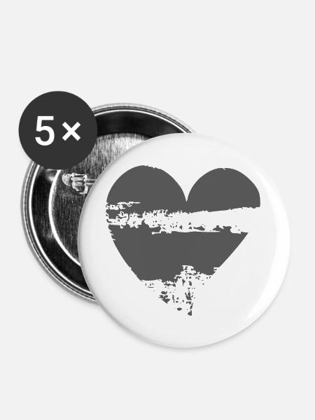 Zerfetztes Herz in rauer Textur - Buttons groß 56 mm (5er Pack) - Weiß