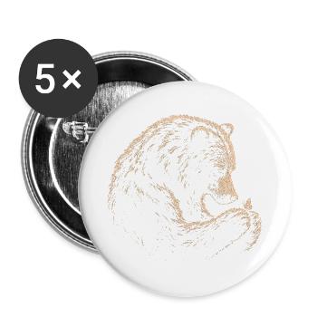 Bär und Schmetterling Skizzenlinie - Buttons groß 56 mm (5er Pack) - Weiß - Vorne