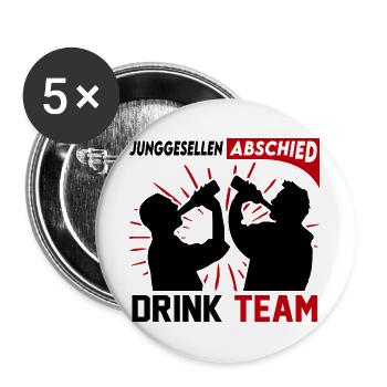 Junggesellenabschied Drink Team Mann Saufen Team - Buttons groß 56 mm (5er Pack) - Weiß - Vorne