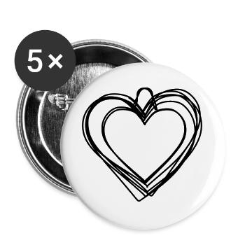 Lebkuchenherz handgezeichnet - Buttons groß 56 mm (5er Pack) - Weiß - Vorne