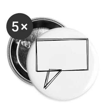 Eckige Sprechblase handgezeichnet - Buttons groß 56 mm (5er Pack) - Weiß - Vorne