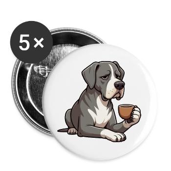 Deutsche Dogge Doggen Doggenbesitzer Doggenfan - Buttons groß 56 mm (5er Pack) - Weiß - Vorne