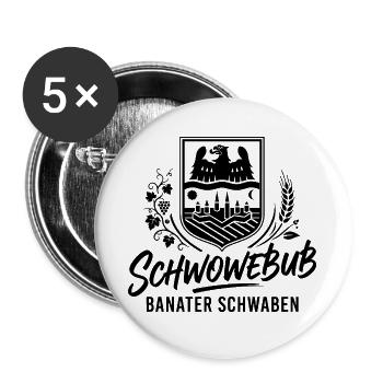 Banater Schwaben | Schwowebub | Tradition - Buttons groß 56 mm (5er Pack) - Weiß - Vorne