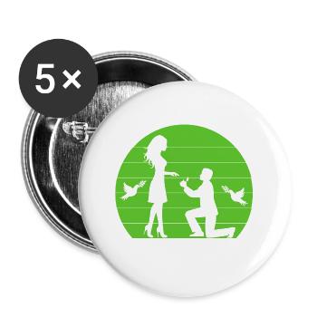 Willst du meine Frau werden Ja ich will Hochzeit - Buttons groß 56 mm (5er Pack) - Weiß - Vorne