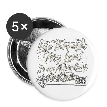 Travel Photographer Life Through My Lens Cameraman - Buttons groß 56 mm (5er Pack) - Weiß - Vorne
