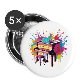 Piano Klavier Musiker Geschenk Geschenkidee - Buttons groß 56 mm (5er Pack) - Weiß - Vorne