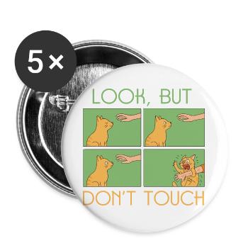 Katzen Spruch - Buttons groß 56 mm (5er Pack) - Weiß - Vorne