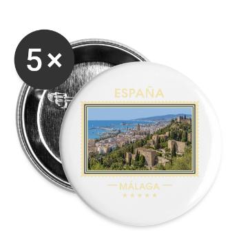 Spanien Málaga Vintage Reisemarke - Buttons groß 56 mm (5er Pack) - Weiß - Vorne