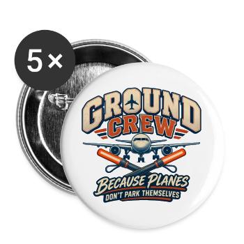 Lustige Bodencrew Luftfahrt - Buttons groß 56 mm (5er Pack) - Weiß - Vorne