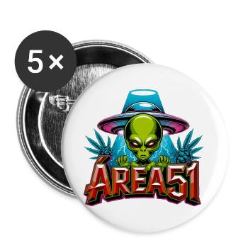 Alien Area51 Retro-Graffiti - Buttons groß 56 mm (5er Pack) - Weiß - Vorne