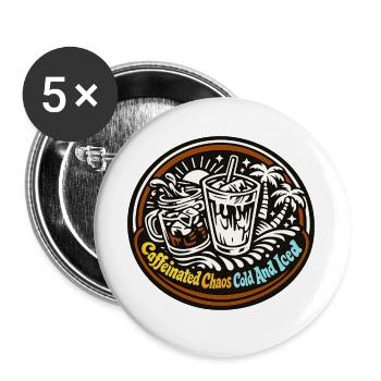 Caffeinated Chaos Cold And Iced Motiv - Buttons groß 56 mm (5er Pack) - Weiß - Vorne