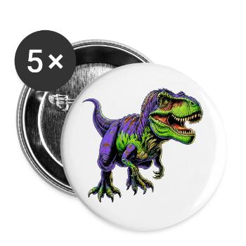 Dinosaurier - Buttons groß 56 mm (5er Pack) - Weiß - Vorne