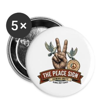 Friedenszeichen mit einer Taube - Buttons groß 56 mm (5er Pack) - Weiß - Vorne