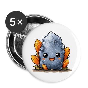 Kristall mit Orangen Kristallen - Buttons groß 56 mm (5er Pack) - Weiß - Vorne