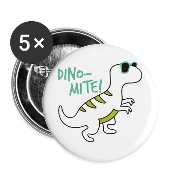 Cooler Dinosaurier Dino-Mite Sonnenbrille Fun - Buttons groß 56 mm (5er Pack) - Weiß - Vorne